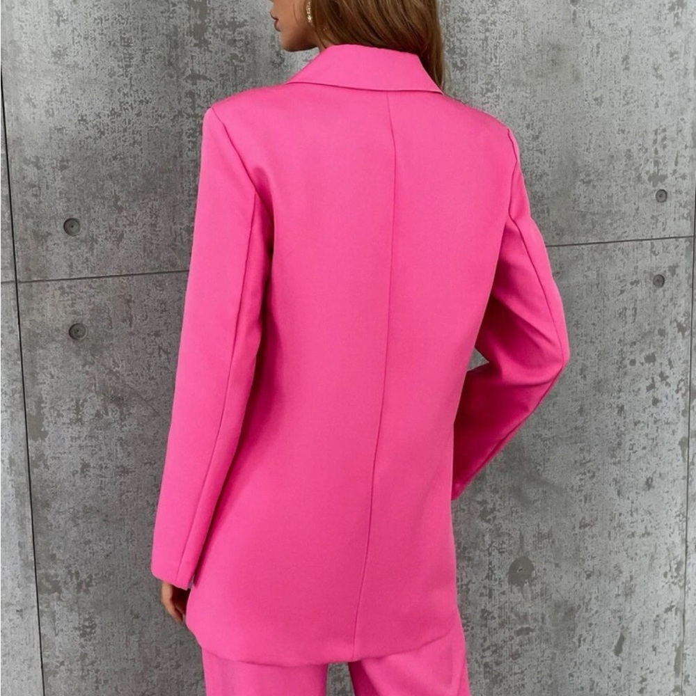 Shein Small Solid Pocket Front Single Breasted Bl… - image 2